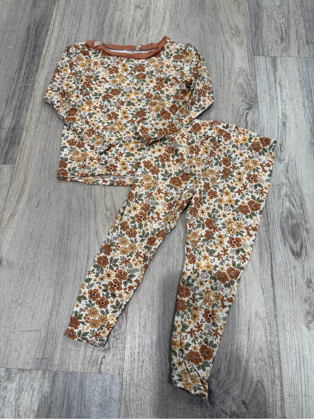 Kids Floral Pajama Set - Rust Floral
